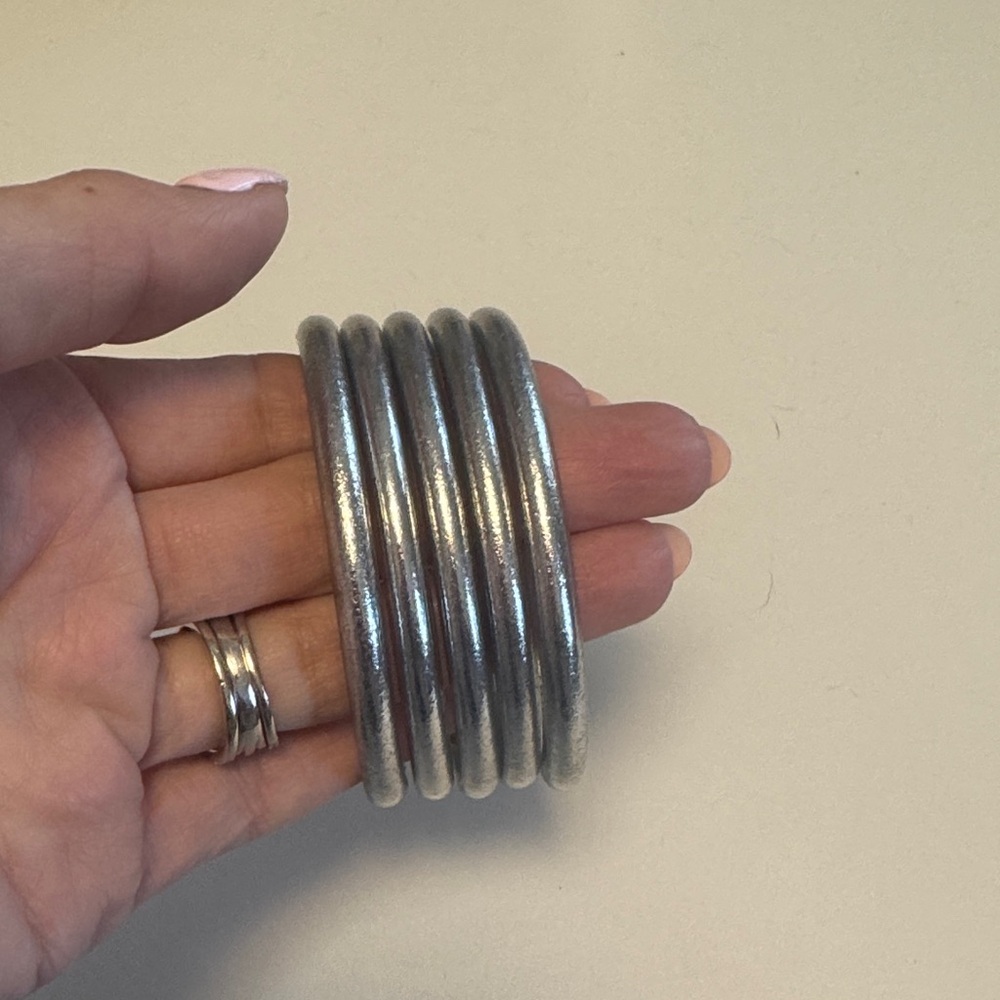 Silver Coil Bangle Bracelet